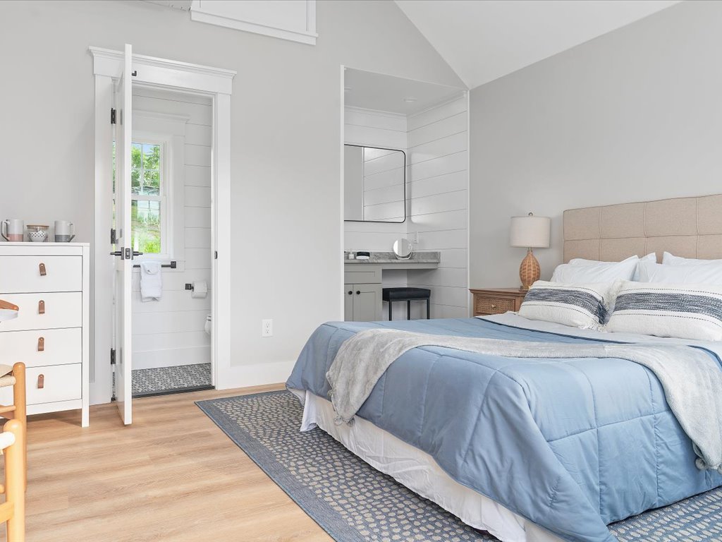 Cottage interior with bed