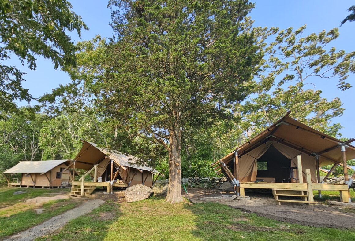 Front view of tents 1 and 2